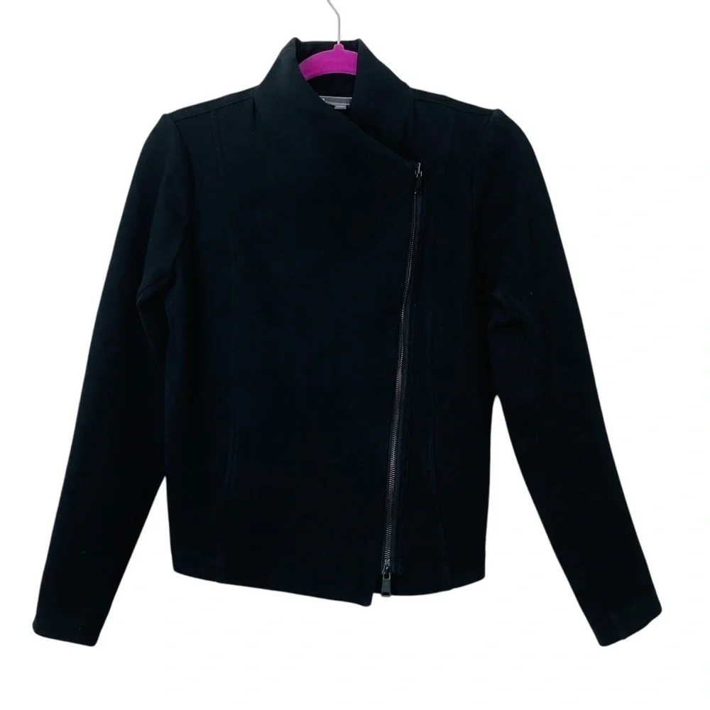 Vince Scuba Black Knit Moto Jacket Size Small - Picture 5 of 12